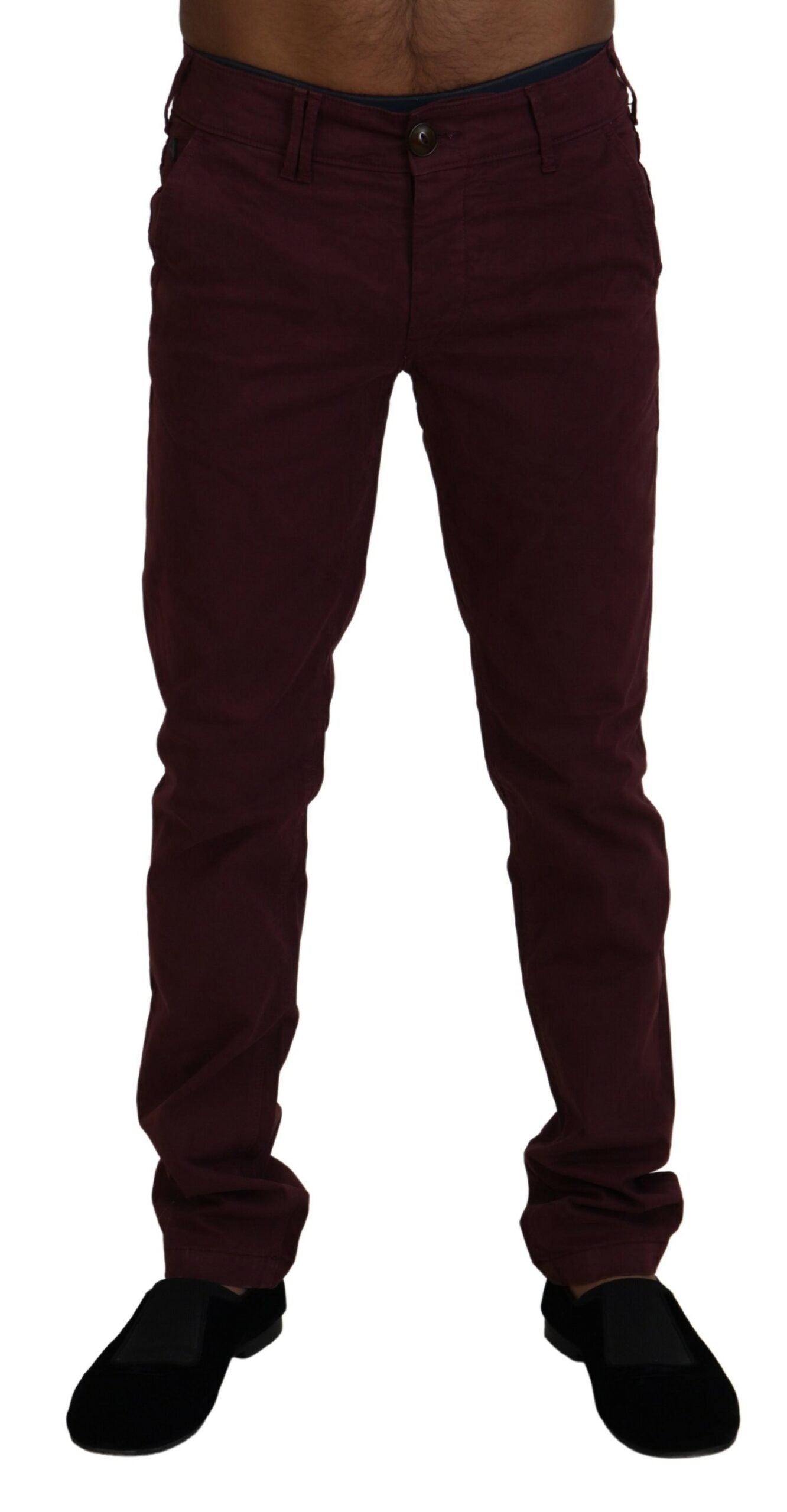 Maroon Skinny Fit Cotton Pants - SEHABRANDS