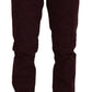 Maroon Skinny Fit Cotton Pants - SEHABRANDS