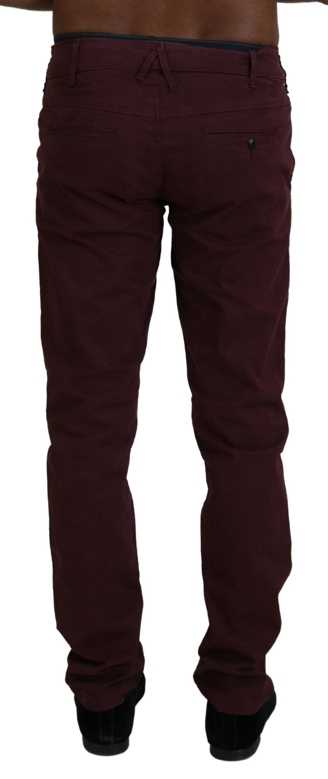 Maroon Skinny Fit Cotton Pants - SEHABRANDS