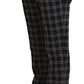 Elegant Gray Checked Gentleman's Chinos - SEHABRANDS