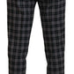 Elegant Gray Checked Gentleman's Chinos - SEHABRANDS