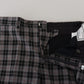 Elegant Gray Checked Gentleman's Chinos - SEHABRANDS