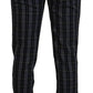 Elegant Gray Checkered Wool Chino Pants - SEHABRANDS