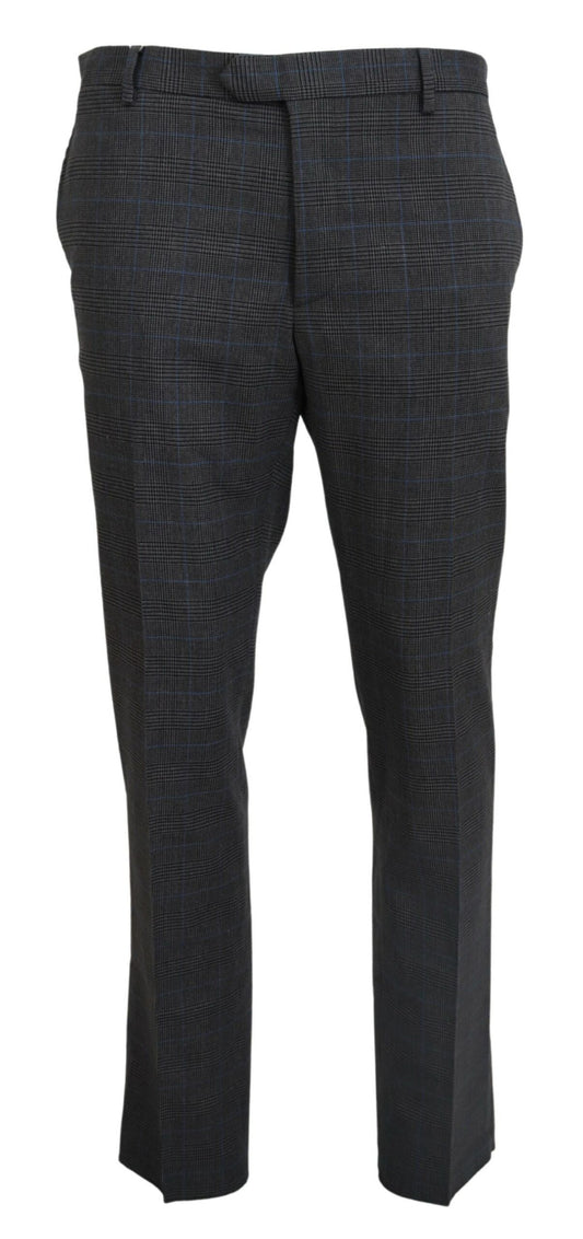 Elegant Checkered Wool Dress Pants for Men - SEHABRANDS