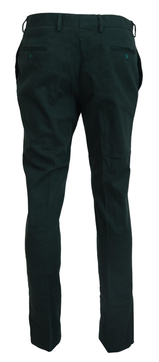 Elegant Dark Green Chino Trousers - SEHABRANDS