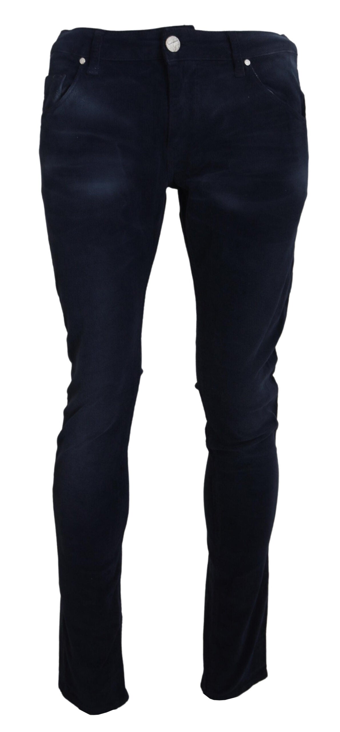 Chic Blue Straight Fit Corduroy Jeans - SEHABRANDS