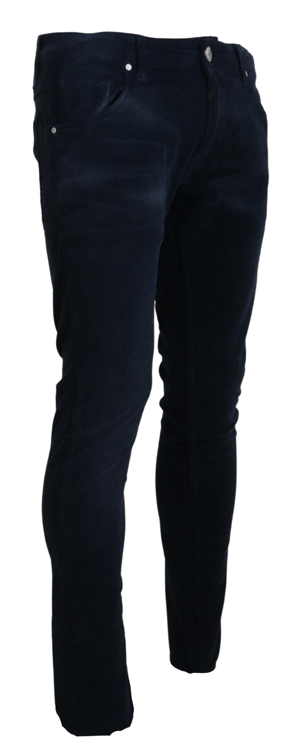 Chic Blue Straight Fit Corduroy Jeans - SEHABRANDS