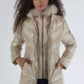 Yes Zee Elegant Beige Padded Jacket with Fur Hood