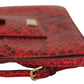 Dolce & Gabbana Elegant Red Leather Ayers Snake Clutch