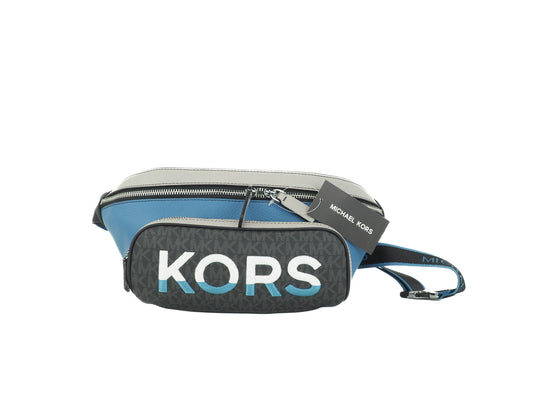 Cooper Large Blue Multi Leather Embroidered Logo Utility Belt Bag - SEHABRANDS