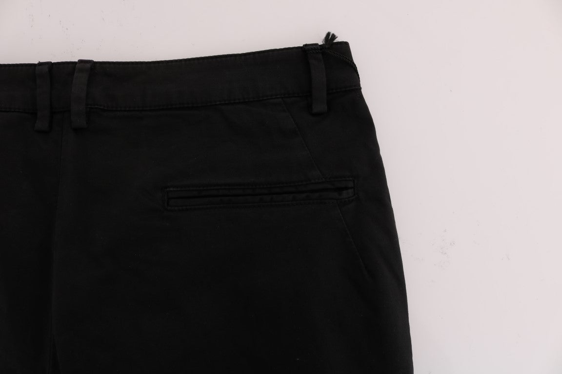 Chic Black Slim Fit Cotton Stretch Pants - SEHABRANDS