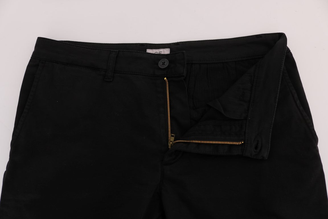 Elegant Slim Fit Black Cotton Trousers - SEHABRANDS