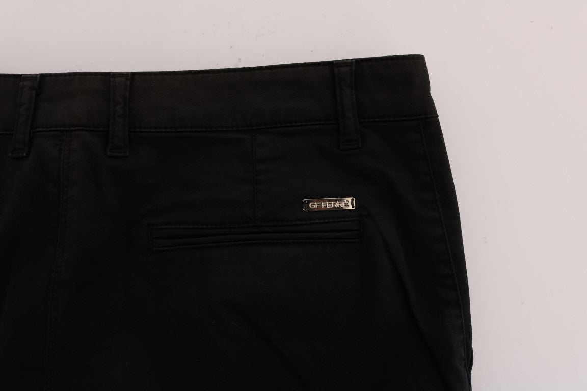 Elegant Slim Fit Black Cotton Trousers - SEHABRANDS