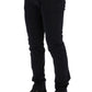 Chic Slim-Fit Blue Cotton Stretch Pants - SEHABRANDS