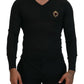 Dolce & Gabbana V-Neck Cashmere Sweater with Heart Embroidery