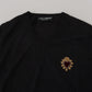 Dolce & Gabbana V-Neck Cashmere Sweater with Heart Embroidery