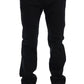 Sleek Blue Cotton Stretch Pants for Men - SEHABRANDS