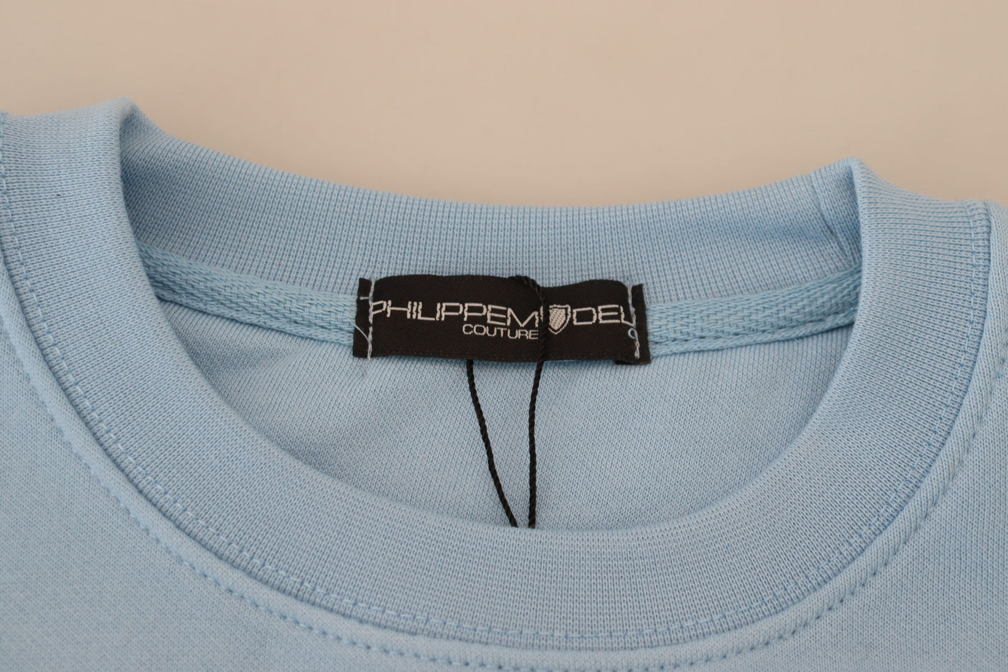 Chic Light Blue Logo Embellished Sweater - SEHABRANDS