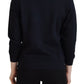 Chic Black Printed Cotton Sweater - SEHABRANDS