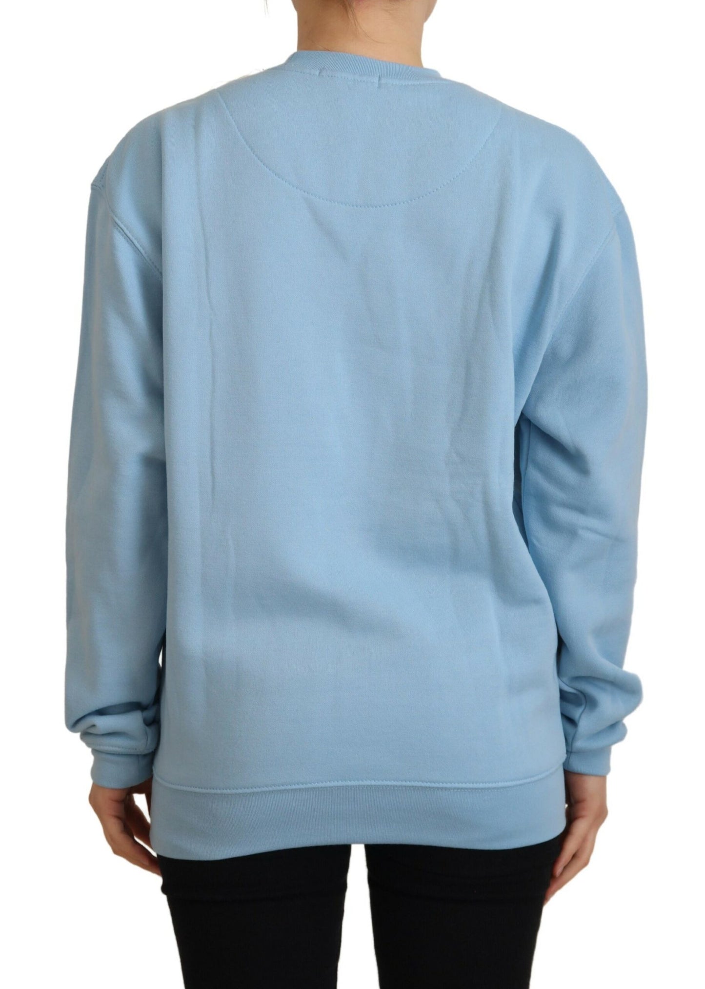 Elegant Light Blue Cotton Pullover Sweater - SEHABRANDS