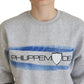 Elegant Gray Printed Cotton Sweater - SEHABRANDS