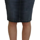 Chic Mid Waist Dark Blue Denim Skirt - SEHABRANDS