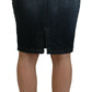 Chic Mid Waist Dark Blue Denim Skirt - SEHABRANDS