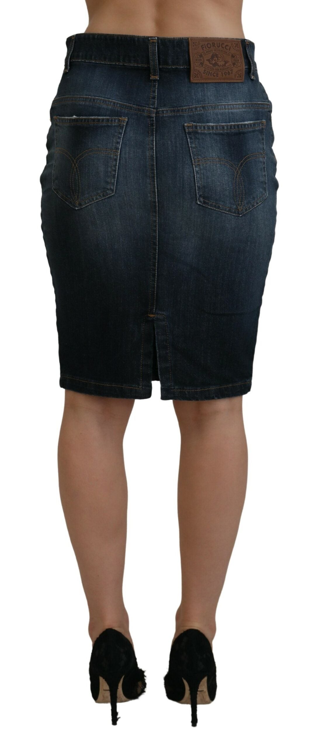 Chic Mid Waist Dark Blue Denim Skirt - SEHABRANDS