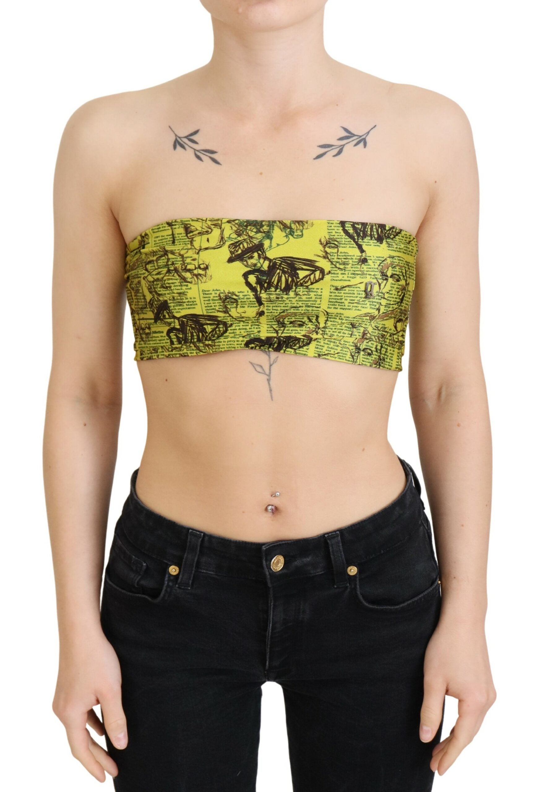 Chic Cropped Stretch Top Bra in Multicolor Print - SEHABRANDS