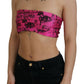 Chic Pink Newspaper Print Cropped Top - SEHABRANDS