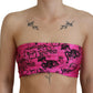 Chic Pink Newspaper Print Cropped Top - SEHABRANDS