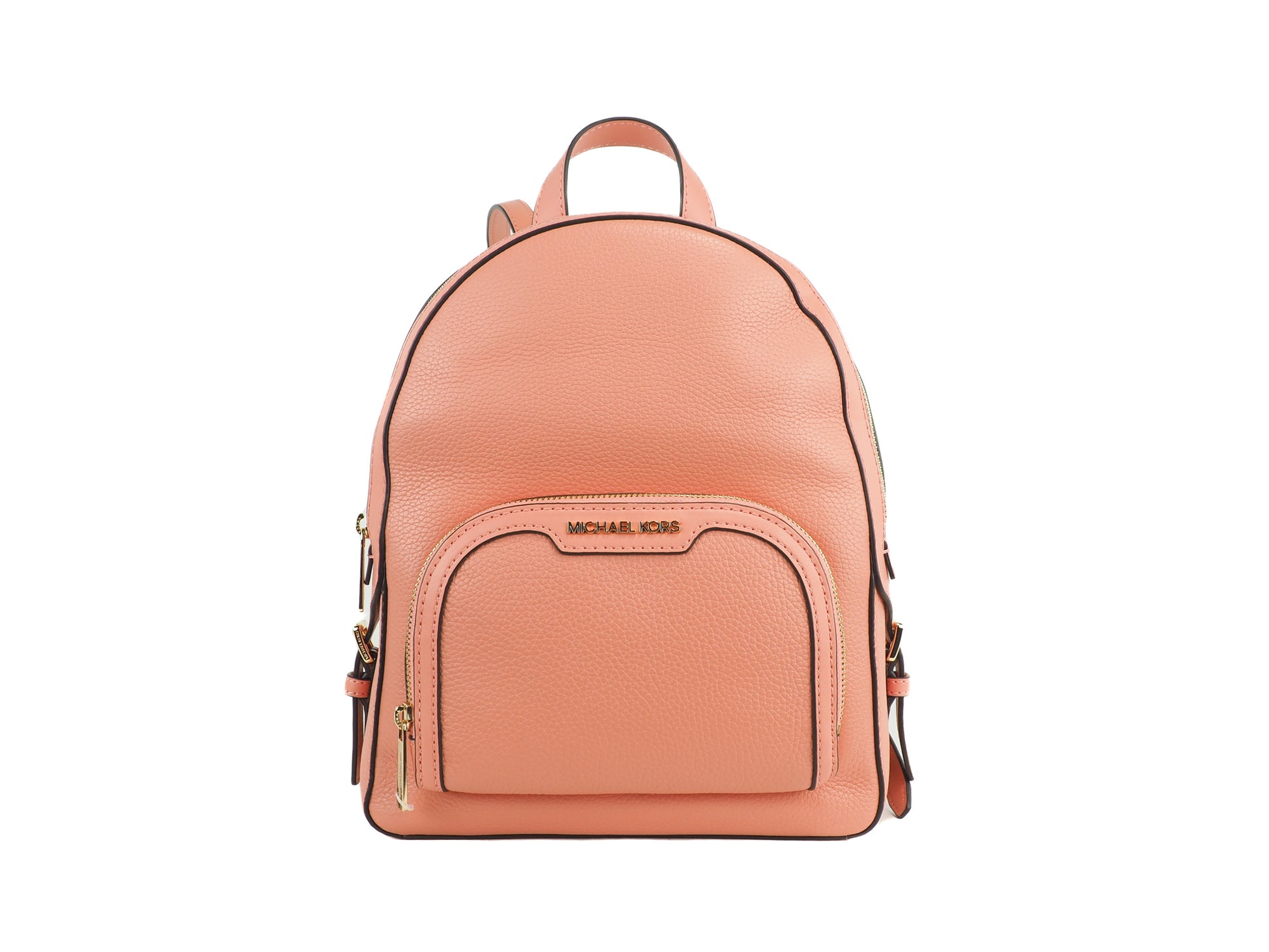 Jaycee Medium Sherbert Pebbled Leather Zip Pocket Backpack Bookbag - SEHABRANDS