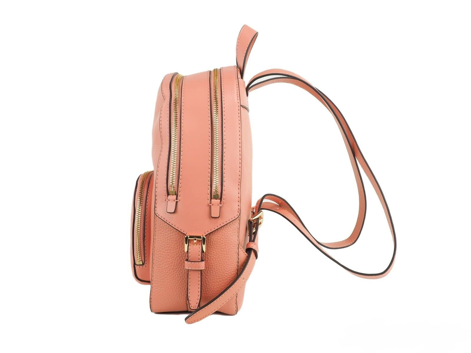 Jaycee Medium Sherbert Pebbled Leather Zip Pocket Backpack Bookbag - SEHABRANDS