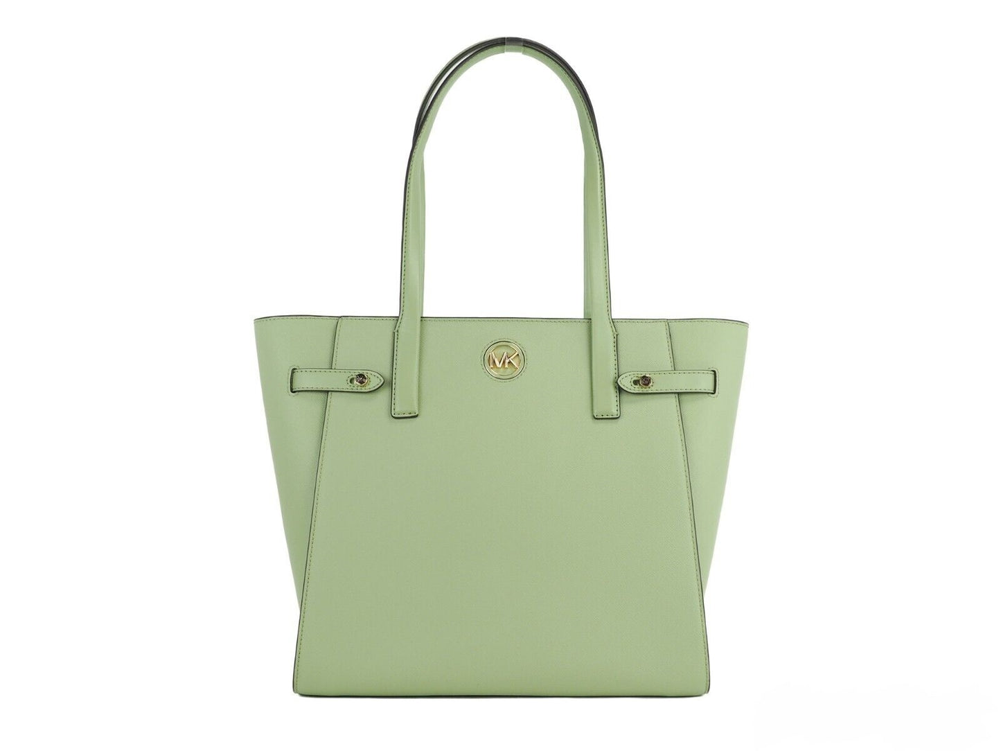 Carmen Large Light Sage Saffiano Leather North South Tote Handbag - SEHABRANDS