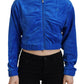 Glam Hooded Zip Cropped Sweater in Blue - SEHABRANDS