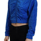 Glam Hooded Zip Cropped Sweater in Blue - SEHABRANDS