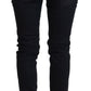 Sleek Black Washed Low Waist Skinny Jeans - SEHABRANDS