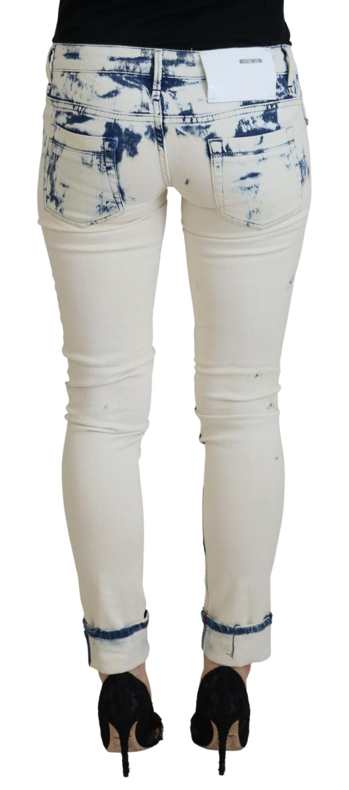 Chic Low Waist Tattered Skinny Jeans - SEHABRANDS