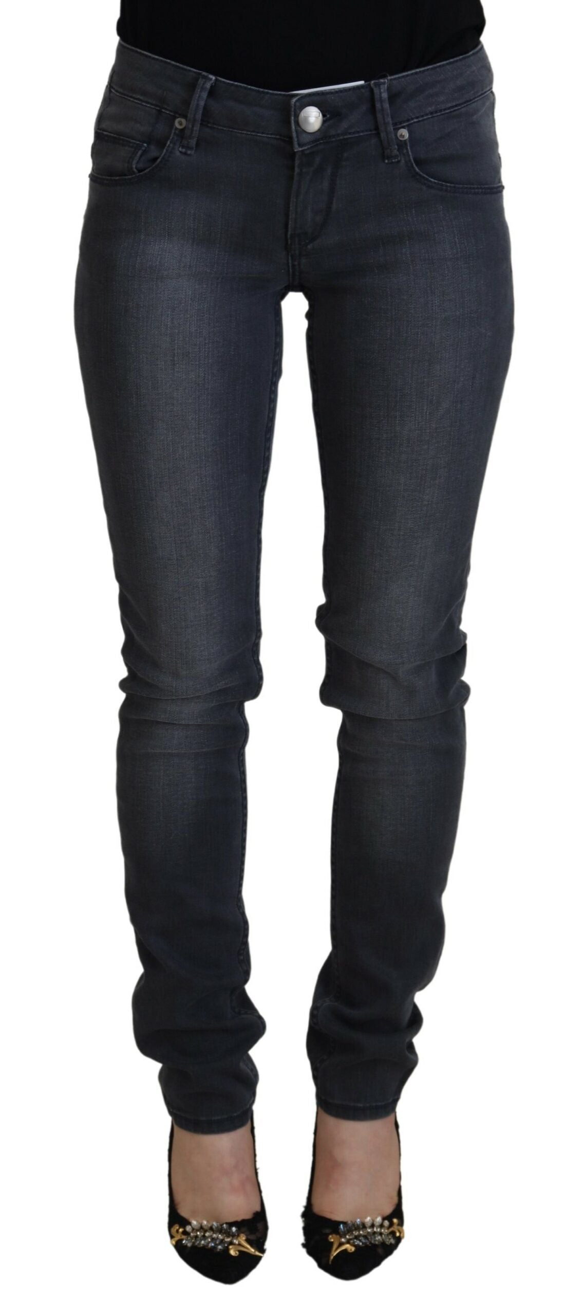 Chic Gray Low Waist Skinny Jeans - SEHABRANDS