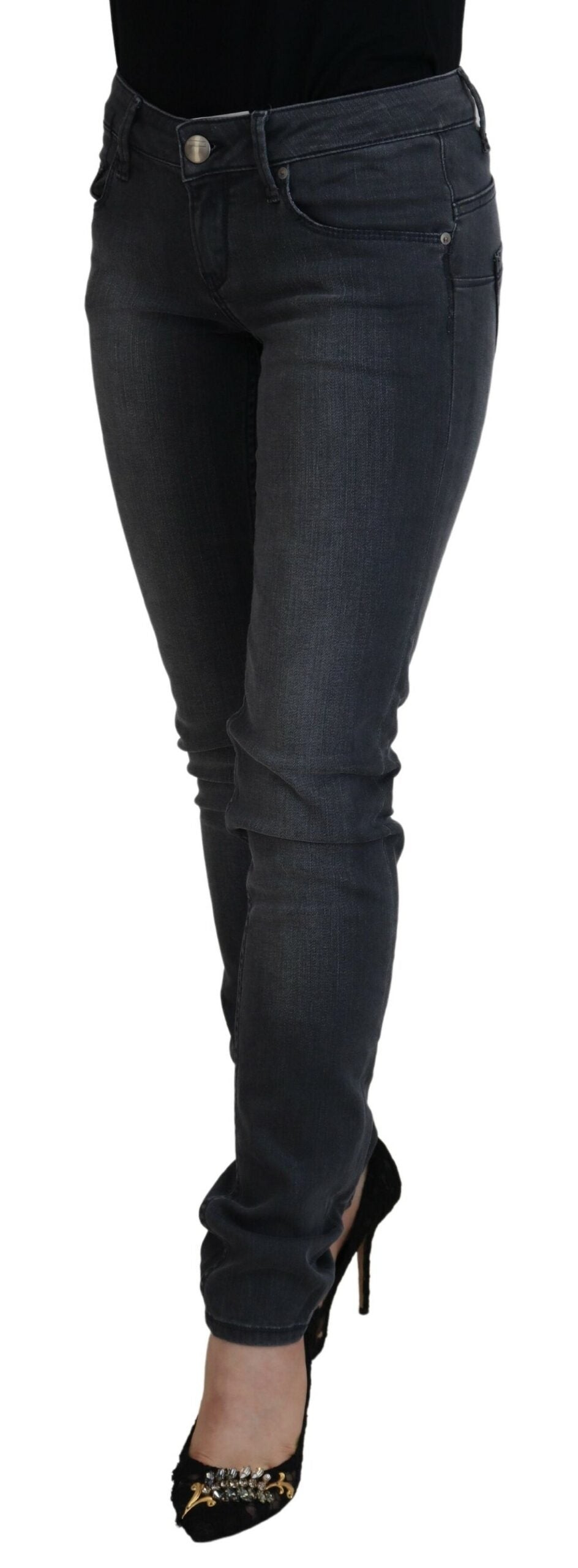 Chic Gray Low Waist Skinny Jeans - SEHABRANDS