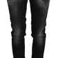 Elegant Tapered Mid Waist Black Jeans - SEHABRANDS