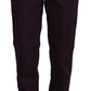 Elegant Tapered Purple Cotton Pants - SEHABRANDS