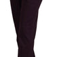 Elegant Tapered Purple Cotton Pants - SEHABRANDS