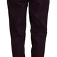 Elegant Tapered Purple Cotton Pants - SEHABRANDS