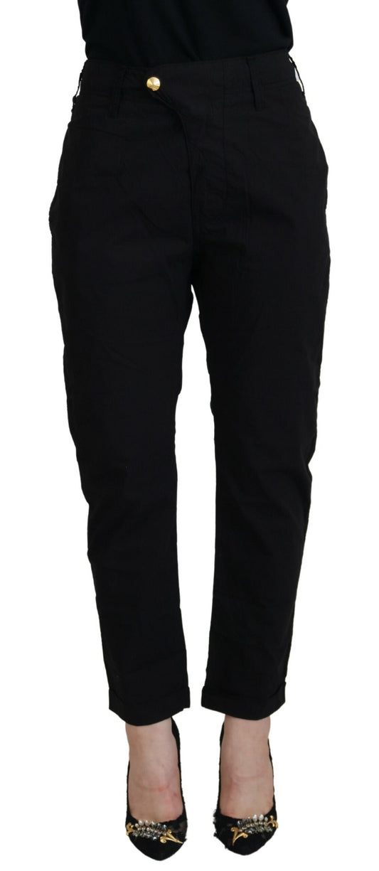 Chic Tapered Black Cotton Pants - SEHABRANDS