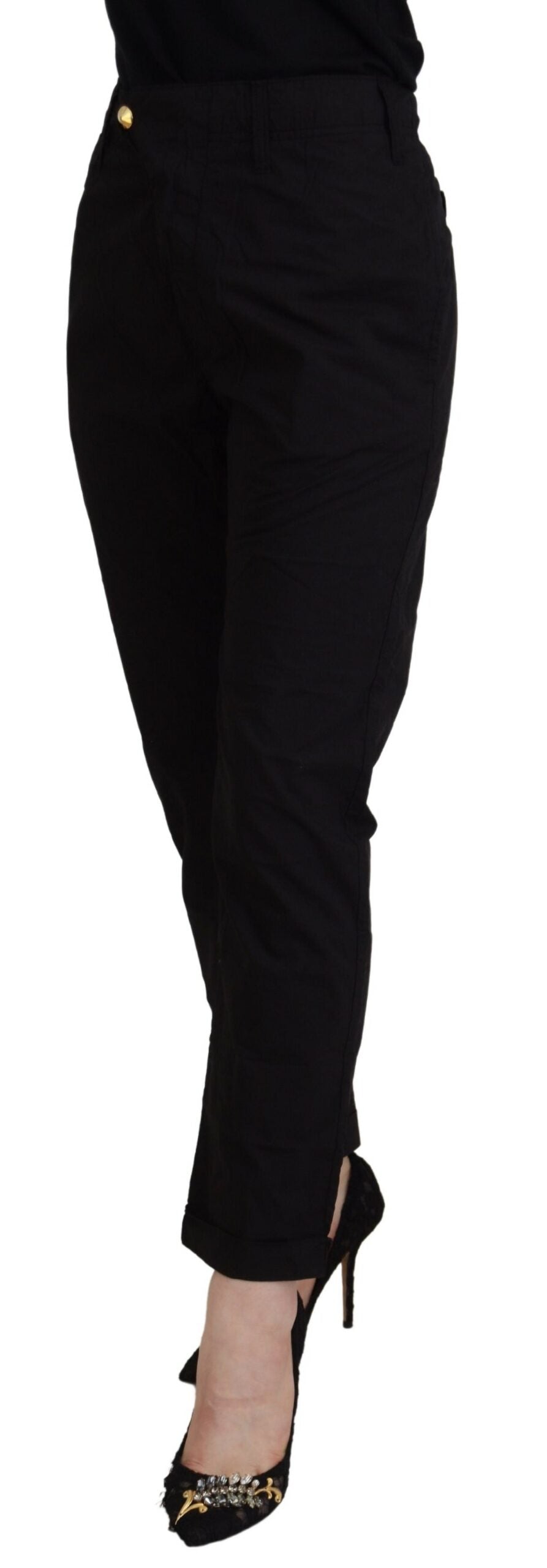 Chic Tapered Black Cotton Pants - SEHABRANDS