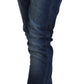 Elegant Blue Washed Low Waist Skinny Jeans - SEHABRANDS