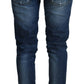 Elegant Blue Washed Low Waist Skinny Jeans - SEHABRANDS