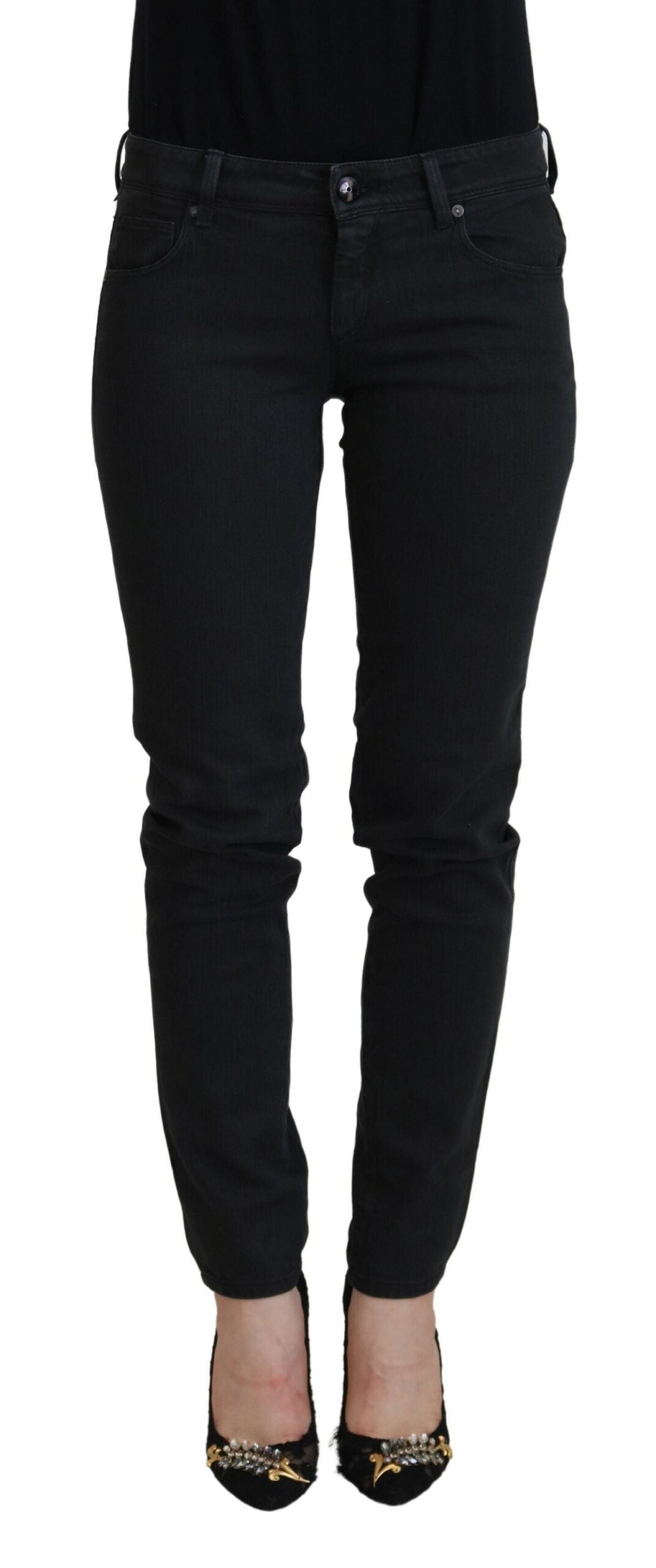 Chic Low Waist Black Skinny Jeans - SEHABRANDS