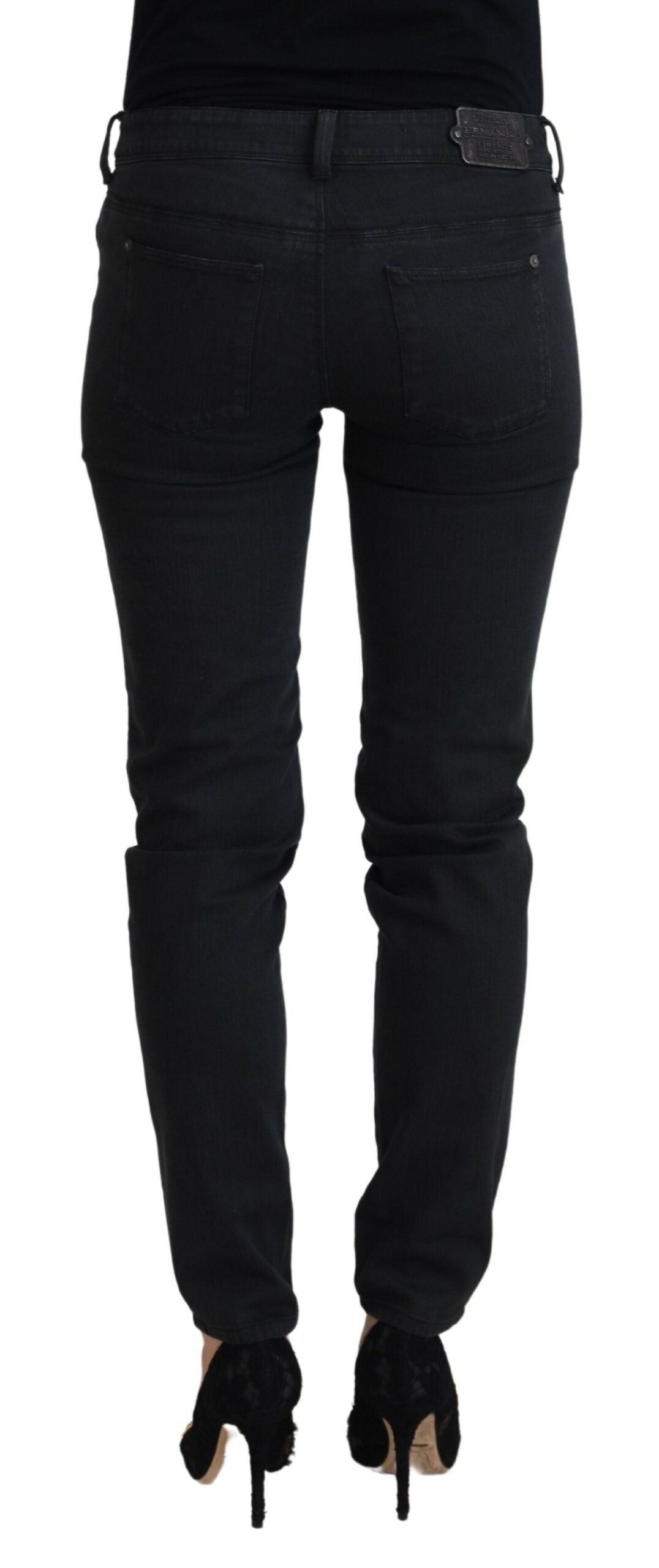 Chic Low Waist Black Skinny Jeans - SEHABRANDS